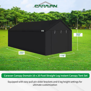 Caravan Canopy Domain 10 x 20' Straight Leg Instant Canopy Tent Set w/Sidewalls - TRAPSKI