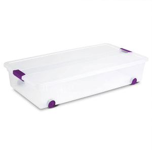 Sterilite 60 Qt ClearView Latch Wheeled Stackable Storage Box, 4 Pack