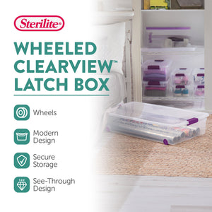 Sterilite 60 Qt ClearView Latch Wheeled Stackable Storage Box, 4 Pack