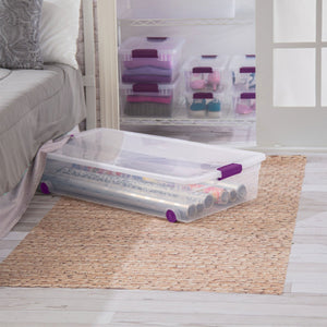 Sterilite 60 Qt ClearView Latch Wheeled Stackable Storage Box, 4 Pack