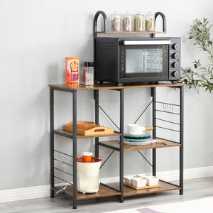 Somdot Baker's Rack 35.4 Inch 3 Tier and 4 Tier Microwave Stand, Rustic Brown
