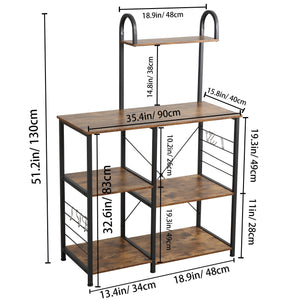 Somdot Baker's Rack 35.4 Inch 3 Tier and 4 Tier Microwave Stand, Rustic Brown