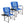 Kamp-Rite Director Portable Lounge Arm Chair with Side Table, Blue (2 Pack)