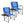 Kamp-Rite Director Portable Lounge Arm Chair with Side Table, Blue (2 Pack)