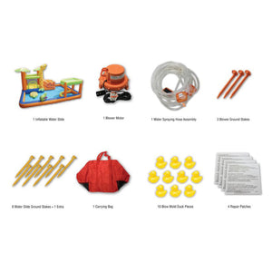 Banzai Safari Splash Water Park Inflatable Bouncer Slide with Cannon and Blower