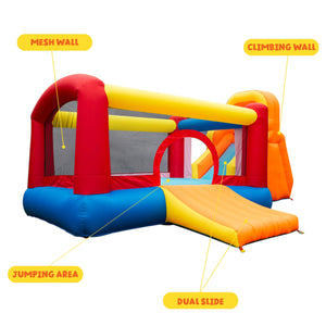 Banzai Double Slide Bouncer Outdoor Inflatable Bounce House & Climbing Wall