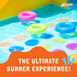 Banzai Inflatable Bounce House Water Game Park with Twister, Limbo, & Ring Toss - TRAPSKI