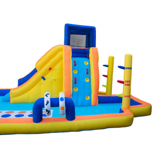 Banzai Inflatable Bounce House Water Game Park with Twister, Limbo, & Ring Toss - TRAPSKI