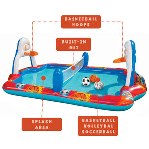 Banzai Outdoor Inflatable Sports Arena 4 In 1 Play Center Water Pool, Ages 3+