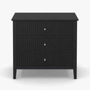 Fluted 3 Drawer Nightstand With Soft Close Slides