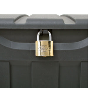 Ram Quality Products Plastic 90 Gal Outdoor Locking Storage Bin Deck Box, Gray