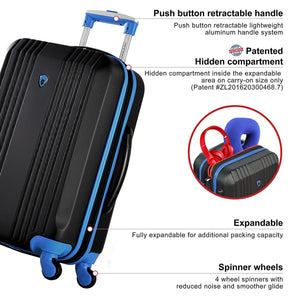 Olympia Apache II Hardcase 4 Wheel Spinner Luggage Suitcase 3 Piece Set, Blue