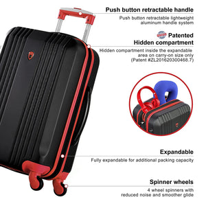 Olympia Apache II 21" Expandable Carry On 4 Wheel Spinner Luggage Suitcase, Red