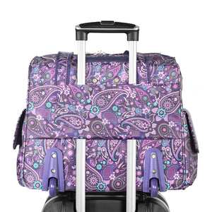 Olympia Deluxe Fashion Rolling Overnighter Luggage Suitcase, Purple Paisley