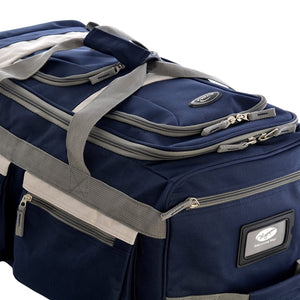 Olympia 22" 8-Pocket U Shape Rolling Duffel Bag with Retractable Handle, Navy