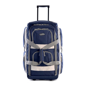 Olympia 22" 8-Pocket U Shape Rolling Duffel Bag with Retractable Handle, Navy - TRAPSKI