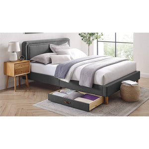 MUSEHOMEINC Upholstered Wooden Under Bed Storage Drawer for King or Queen Beds