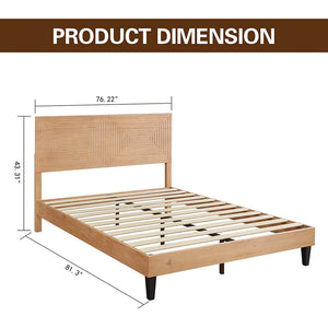 MUSEHOMEINC Solid Wood Mid Century Modern Rustic Platform Bed Frame, Pine, King