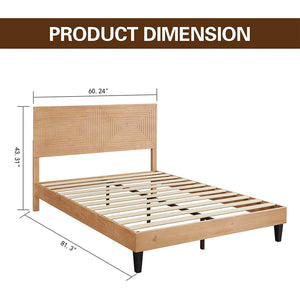 MUSEHOMEINC Mid Century Modern Solid Wood Adjustable Height Platform Bed, Queen