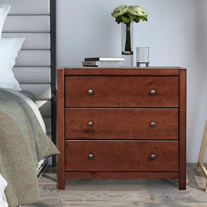 MUSEHOMEINC Rustic Solid Wood 3 Drawer Storage Dresser Nightstand, Espresso