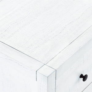 MUSEHOMEINC Rustic Solid Wood 3 Drawer Storage Dresser Nightstand, White Washed