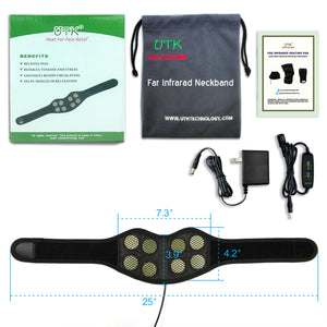 UTK Jade Stone Far Infrared Adjustable Heating Neck Wrap with Remote and Pouch