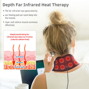 UTK Jade Stone Far Infrared Adjustable Heating Neck Wrap with Remote and Pouch