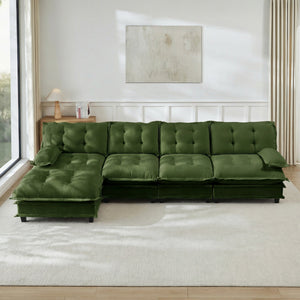 138" L Shaped Modern Sofa Modular Sectional Cloud Couch with Ottoman