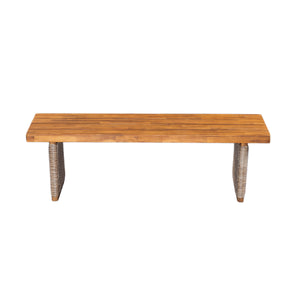 Outdoor 1pcs Acacia Wood Bench, Teak Finish