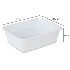 Sterilite Small Portable Rectangle Plastic 8 Qt Dish Pan Basin, White (36 Pack)