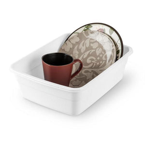 Sterilite Small Portable Rectangle Plastic 8 Qt Dish Pan Basin, White (36 Pack)