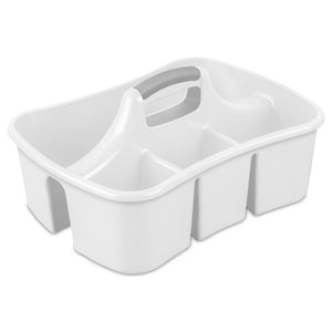 Sterilite Divided Storage Ultra Caddy Portable Storage Organizers, White, 6 Pack
