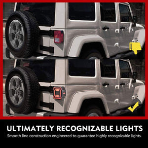 FieryRed Red LED Brake Reverse Running Tail Lights for Jeep Wrangler (2 Pack)
