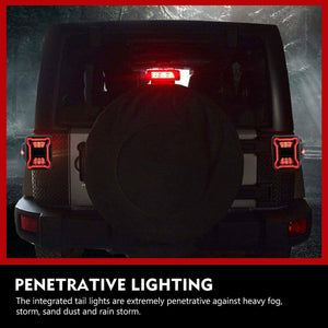 FieryRed Red LED Brake Reverse Running Tail Lights for Jeep Wrangler (2 Pack)
