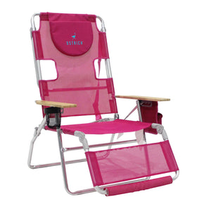 Ostrich The Altitude 3N1 High Back Outdoor Beach Lounge Chair w/Footrest, Pink