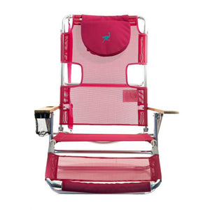 Ostrich The Altitude 3N1 High Back Outdoor Beach Lounge Chair w/Footrest, Pink