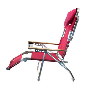 Ostrich The Altitude 3N1 High Back Outdoor Beach Lounge Chair w/Footrest, Pink