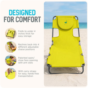 Ostrich The Original Chaise Lounge Facedown Beach Pool Tanning Chair, Lime Green