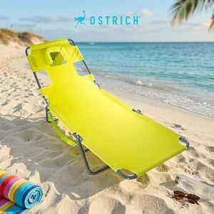 Ostrich The Original Chaise Lounge Facedown Beach Pool Tanning Chair, Lime Green