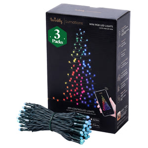 Home Heritage 16.3' Wrapped Dome Holiday Lights, App Control, 50 RGB LEDs,3 Pack