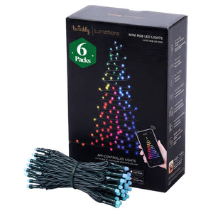 Home Heritage 16.3' Wrapped Dome Holiday Lights, App Control, 50 RGB LEDs,6 Pack