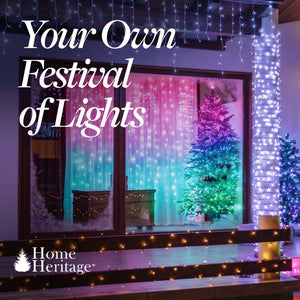 Home Heritage 33' Wrapped Dome Holiday Lights, App Control, 100 RGB LEDs, 4 Pack