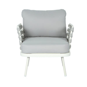 Mariano Steel 4-Pieces Conversation Set, Off White & Grey