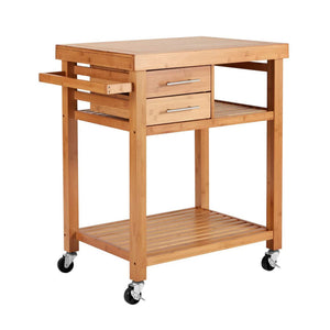 EROMMY Multipurpose Rolling Bamboo Wood Kitchen Island Trolley Cart, Natural