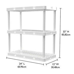Gracious Living 3 Shelf Knect-A-Shelf Fixed Height Light Duty Storage Unit,White