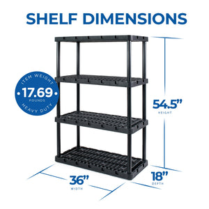 Gracious Living 4 Shelf Knect A Shelf Ventilated Storage Unit, Black, 3 Pack