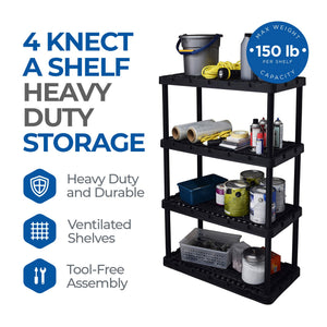 Gracious Living 4 Shelf Knect A Shelf Ventilated Storage Unit, Black, 3 Pack