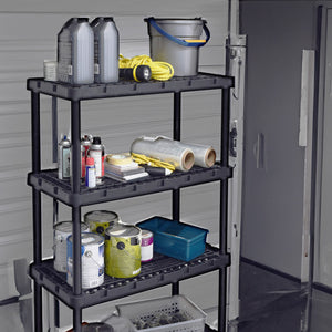 Gracious Living 4 Shelf Knect A Shelf Ventilated Storage Unit, Black, 3 Pack