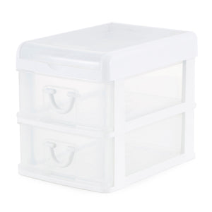Gracious Living 2-Drawer Desktop and Countertop Organizer Drawer Set, White/Clear 