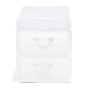 Gracious Living 2-Drawer Desktop and Countertop Organizer Drawer Set, White/Clear 